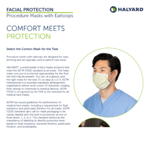 HALYARD* Procedure Masks with Earloops are designed for easy donning and are typically used in patient care areas.