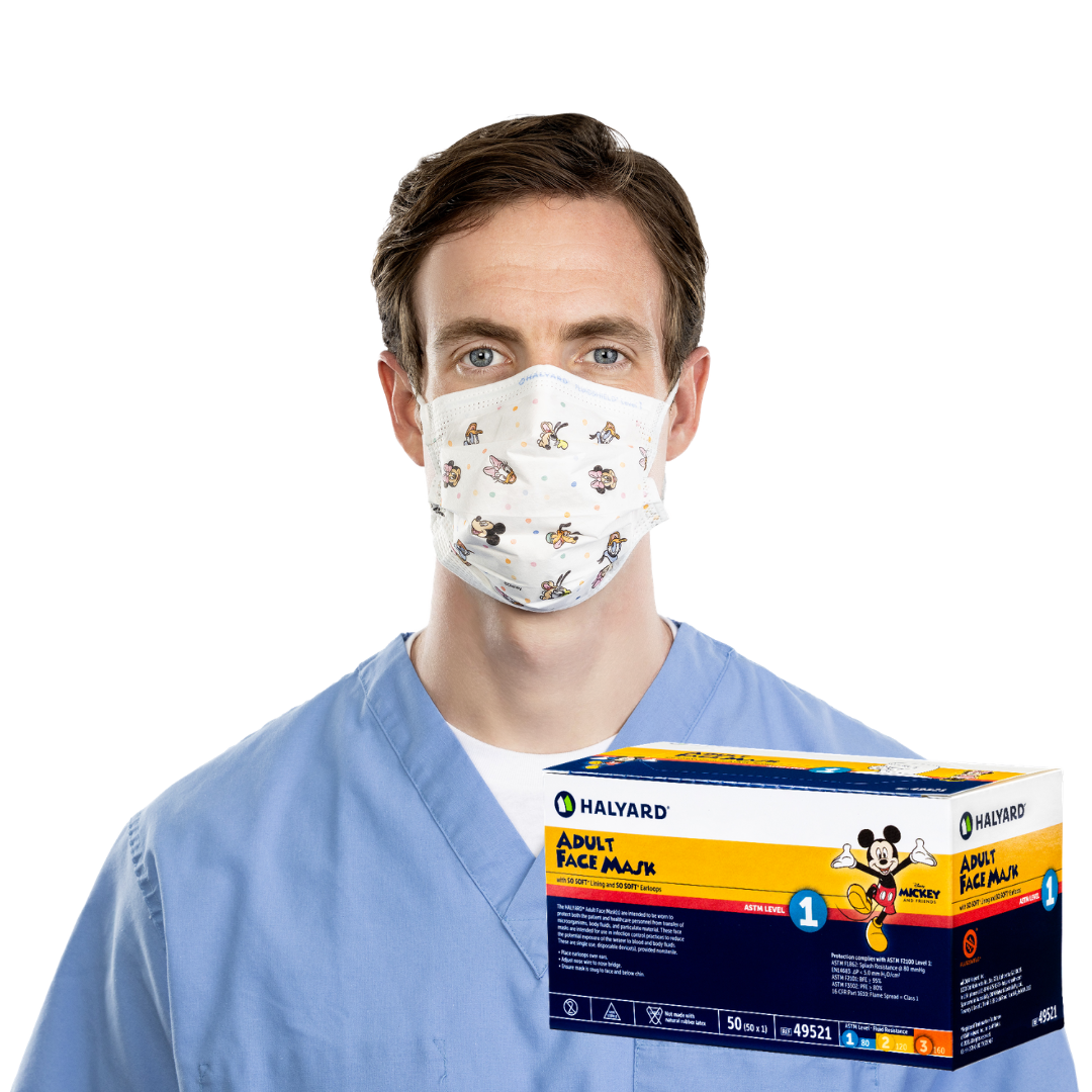 HALYARD* Adult and Child's Face Masks put Disney characters front and center on both the masks and the packaging.