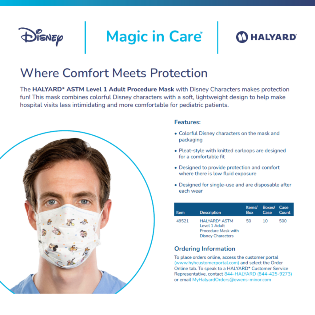 HALYARD* ASTM Level 1 Adult Procedure Mask with Disney Characters