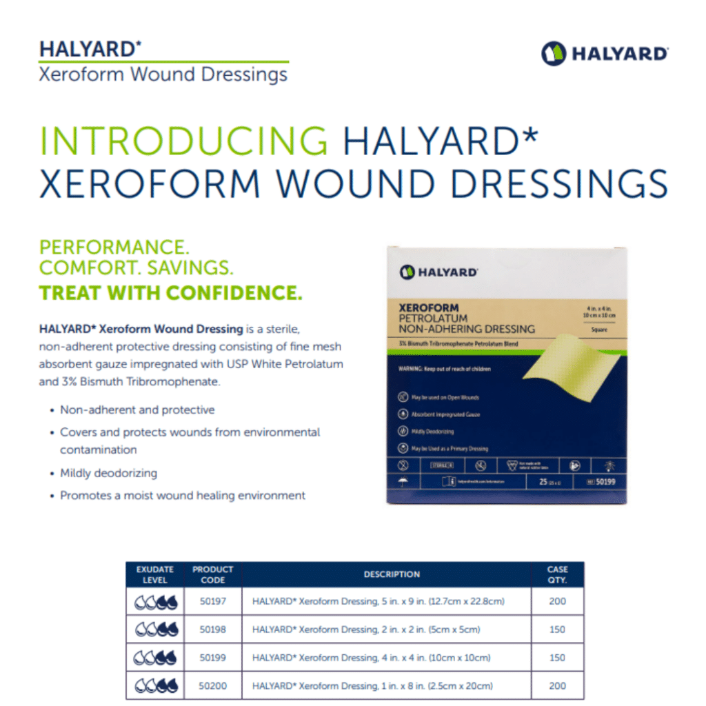 HALYARD Xeroform Wound Dressings