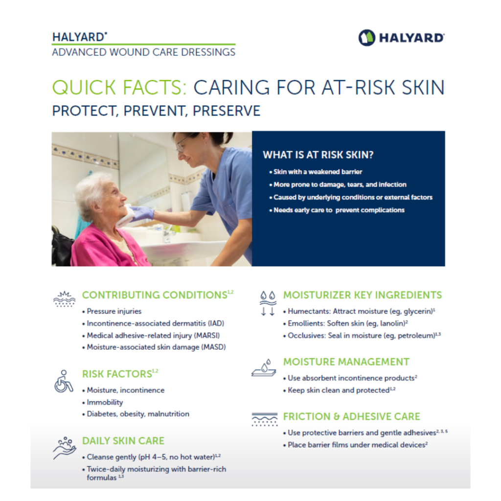 This resource breaks down what puts skin at risk and outlines practical daily care routines, moisturizer ingredients, and moisture management strategies to help prevent complications before they start.